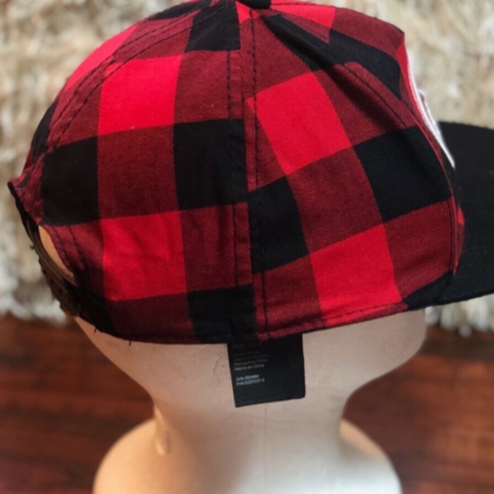 Red Black Checkered Baseball Adjustable Back Cap H - image 6